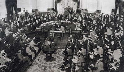 1929年6月10日、スペイン・マドリッドの元老院宮殿で行われたSDNまたは国際連盟の会議 作： Unbekannt
