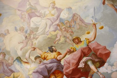 メルク修道院の図書館のフレスコ画：パウル・トローガーによる正義 1732年、オーストリア・メルク 作： Unbekannt
