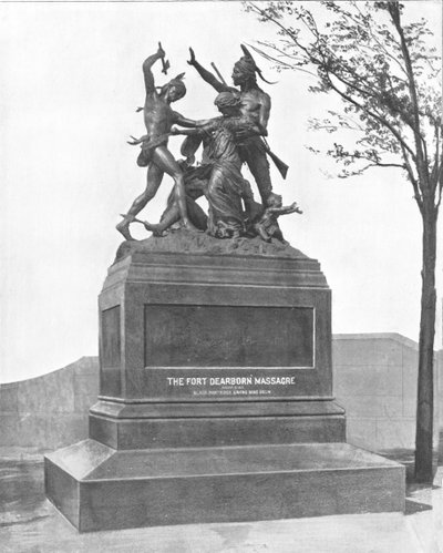 ディアボーン砦の虐殺の記念碑、イリノイ州シカゴ、米国、c1900。 作： Unbekannt