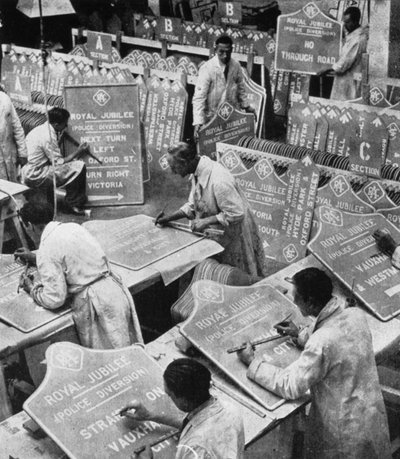 RAC高速道路局の男性、1935年に交通標識を準備 作： Unbekannt