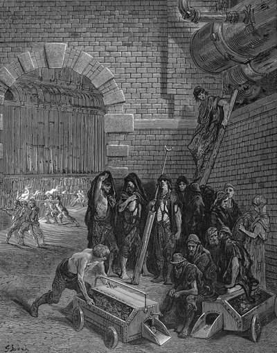 ランベスガスワークス、1872年、レトルトの充電を中断していた男性 作： Unbekannt