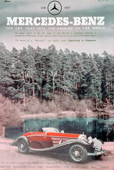 メルセデスベンツ車の広告、1937 作： Unbekannt