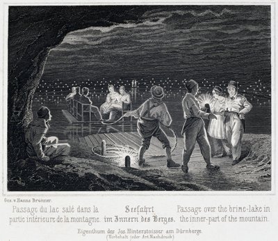 塩坑：汚れた湖を渡り、山の中へ（1850年頃、オーストリア・デュルンベルクにて 作： Unbekannt