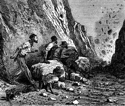 鉱夫の爆破、1879年。 作： Unbekannt