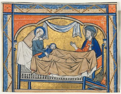 詩篇から切り取られたミニチュア：キリスト降誕、c。 1270。 作： Unbekannt