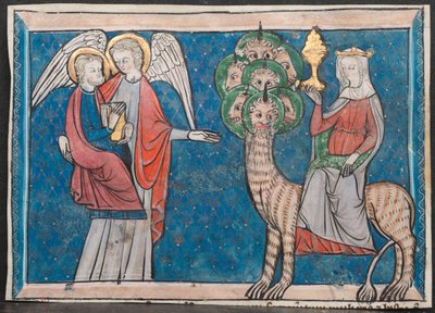 黙示録の写本からのミニチュア：緋色の獣の女、c。 1295。 作： Unbekannt