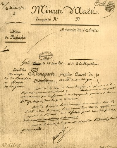 ラトゥールドーベルニュの主題に関する省令、1803年7月15日、1921年。 作： Unbekannt