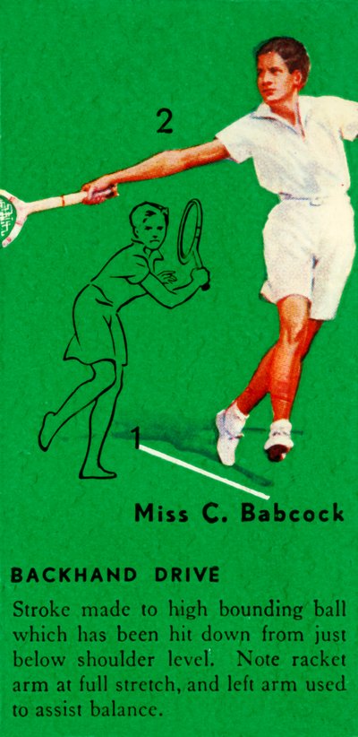 ミスCバブコック-バックハンドドライブ、c1935。 作： Unbekannt