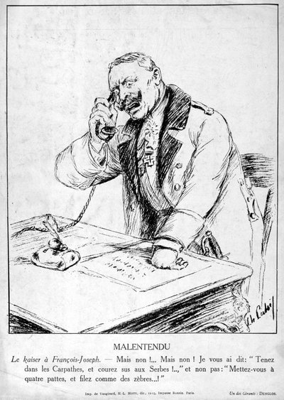 誤解、ドイツのギヨーム2世の風刺画、1915 作： Unbekannt