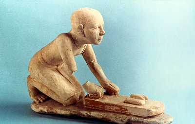 古代エジプト人パン生地を練り、パンを形成するモデル 作： Unbekannt