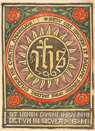フレーミング サークルのモノグラム JHS、c. 1500。 作： Unbekannt