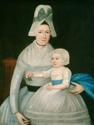白い服を着た母と子、c。 1790年。 作： Unbekannt