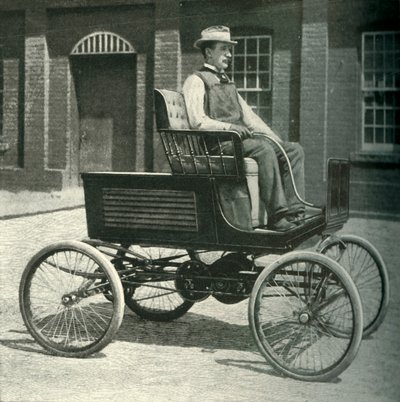 新しい蓄電池を搭載した自動車、1902年。 作： Unbekannt