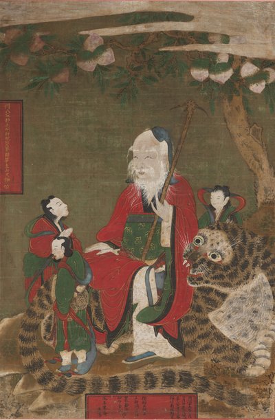 虎と付き添いの山の神、1874年。 作： Unbekannt
