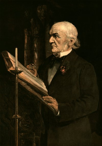 ハワードデン教会のレッスンを読んでいるグラッドストーン氏、c1890s 作： Unbekannt