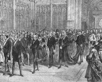 グラッドストーンズ氏の初首相：1868年から1874年の議会の会議、1901年。 作： Unbekannt