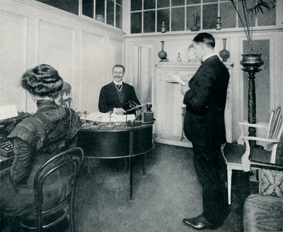 通信に出席するサンドウ氏c1898 作： Unbekannt