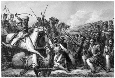 カウントポアの戦いで歩兵広場を攻撃する反逆騎兵、1857年、1860年 作： Unbekannt