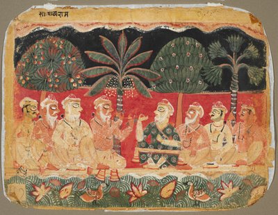 ナンダと長老、バガヴァタプラーナのページ、c。 1525。 作： Unbekannt
