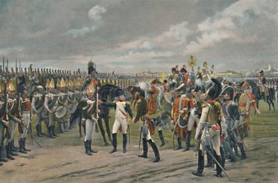 ナポレオンがティルシットでロシアの手榴弾を飾る、1807、1896 作： Unbekannt