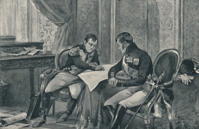ヨーロッパの地図を学ぶティルシットのナポレオンとアレクサンダー、1807年、1896年 作： Unbekannt