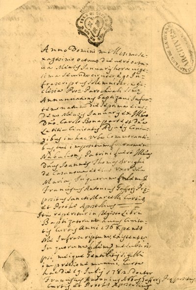 ナポレオン出生証明書、1771年7月21日、1921年。 作： Unbekannt