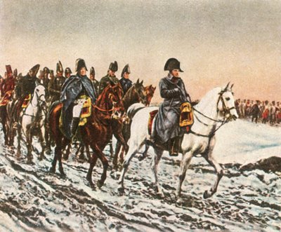 ナポレオンは1812年、1936年にベレジナに後退します。 作： Unbekannt