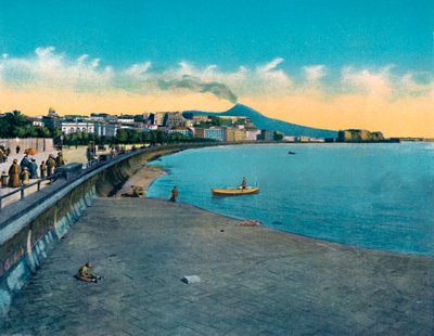 ナポリ-Castello Dell &39;OvoおよびVia Caracciolo Con Vesuvio、c1900。 作： Unbekannt