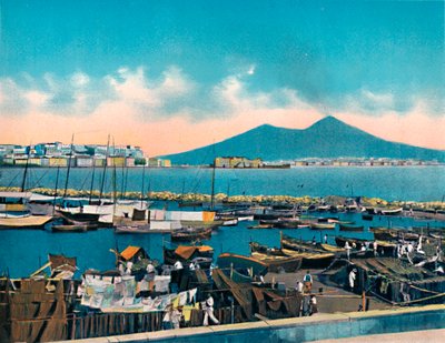 ナポリ-Mergellina Con Vesuvio、Mergellina With Vesuvius、c1900。 作： Unbekannt