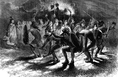 ネイティブアメリカンの頭皮ダンス、c17世紀c1880 作： Unbekannt