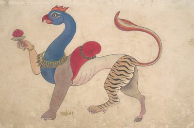クリシュナの普遍的な姿であるナヴァグンジャラ。 1835年。 作： Unbekannt