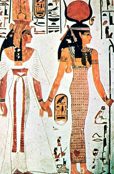 ネフェルタリとイシス、紀元前13世紀のテバンの墓からの古代エジプトの壁画 作： Unbekannt