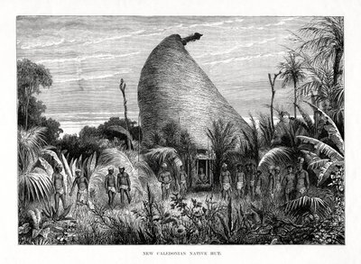 ニューカレドニア原住民小屋、南西太平洋、1877 作： Unbekannt