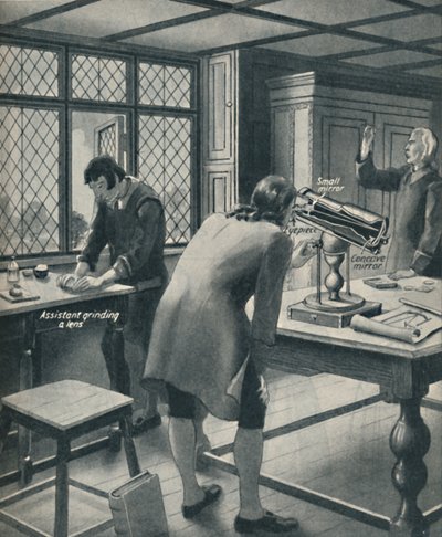ニュートンは新しい望遠鏡、c1934を発明します 作： Unbekannt