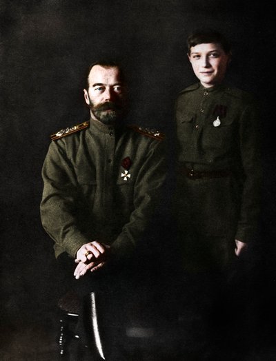ニコラス2世、ロシアの皇帝と彼の息子、アレクセイ、1915年の軍服 作： Unbekannt