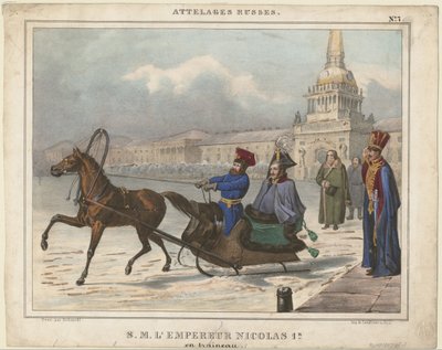そりに乗ったロシアのニコラス1世、1850年 作： Unbekannt