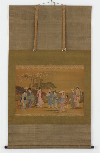 桜を見に出かける九人、江戸時代、1615-1868. 作： Unbekannt