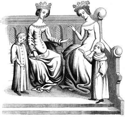 貴族の女性と子供、14世紀1849 作： Unbekannt