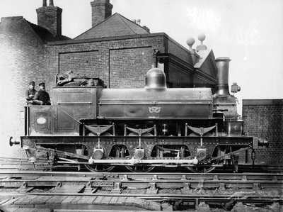 ノーススタッフォードシャー0-6-0蒸気機関車（運転手と消防士が踏み台に乗った19世紀） 作： Unbekannt