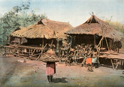 ニューギニア。カラプナ。パプアニューギニアの先住民の村。カラプナ。ネイティブビレッジ、1900年。 作： Unbekannt