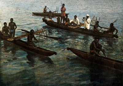 ニューギニア。パプアのピローグ、パプアニューギニア。パプアピローグ、1900年。 作： Unbekannt
