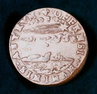1577年の明るい彗星を記念するメダルの表側 作： Unbekannt