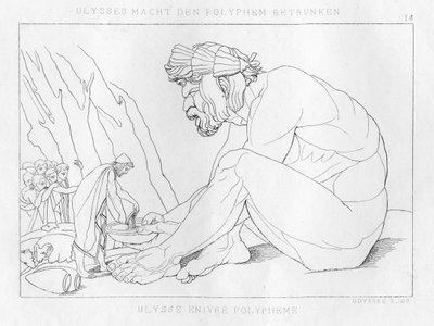 ポリフェモス、サイクロプスと飲むオデュッセウス、c1833 作： Unbekannt