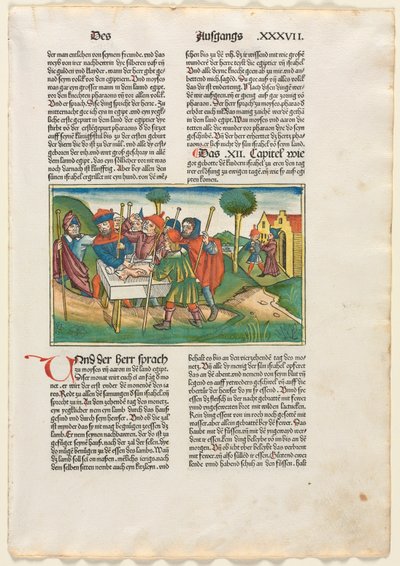 1483年にニュルンベルクでアントンコバーガーが発行したドイツ語聖書のパスカルラムの捧げ物。 作： Unbekannt