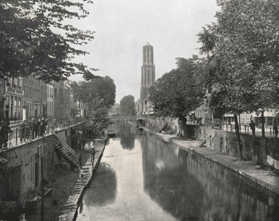 古い運河とDomタワー、ユトレヒト、オランダ、1895年。 作： Unbekannt