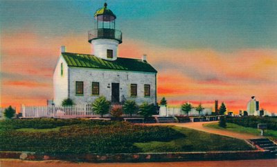 古いスペインの灯台、1850年に建てられました。サンディエゴ、カリフォルニア、c1941 作： Unbekannt