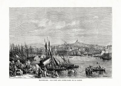 古い港とノートルダムドラガルド、マルセイユ、フランス、1879 作： Unbekannt