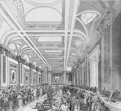 第三王立証券取引所の開設、1844年。サブスクリプションルームでの宴会、1928年 作： Unbekannt