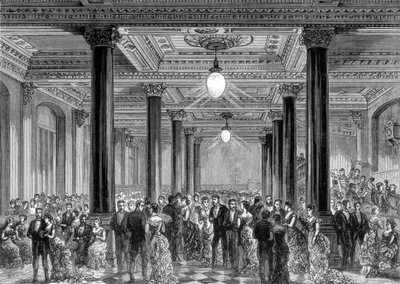 1882年6月28日、ロンドンのフリートストリートにあるデイリーテレグラフの新しいオフィスの窓口を開く 作： Unbekannt