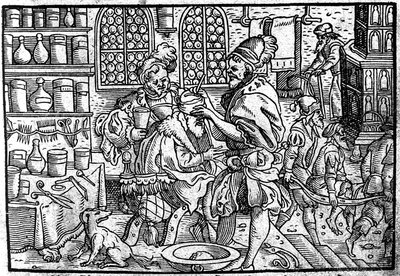 男の頭の手術。 From：The Great Wundarzney by Theophrastus Bombastus von Hohenheim、1562 作： Unbekannt